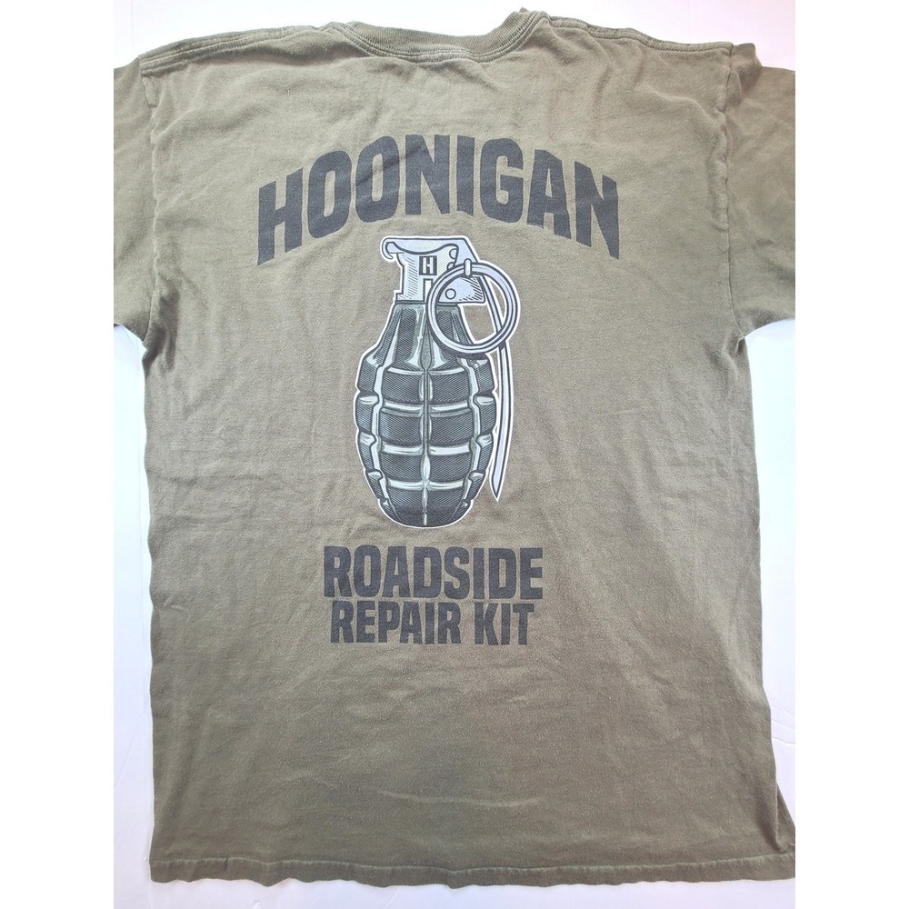 Hoonigan Roadside Repair Kit Grenade T Shirt Mens L Olive Green Ken Block